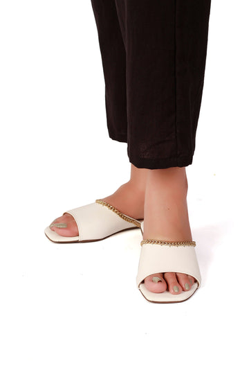 Irish White Gold Chain Cruelty-Free Leather Flats